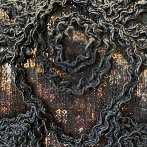 BASIX Black Label Sequin Lace & Beaded Black & Gold Cocktail Dress EUC - Size 4 - Picture 6 of 15